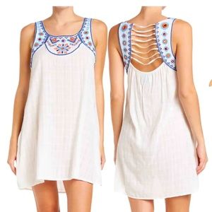 Area Stars Nordstrom’s Embroidered Tank Dress, White, Size S